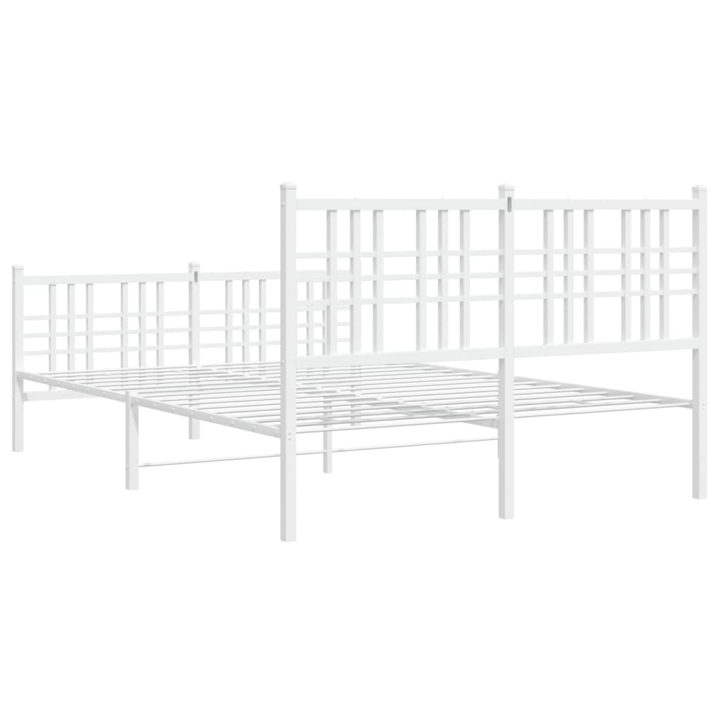 White Metal Bed Frame with Footboard, 120x200cm, No Mattress