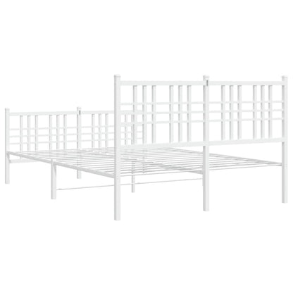 White Metal Bed Frame with Footboard, 120x200cm, No Mattress