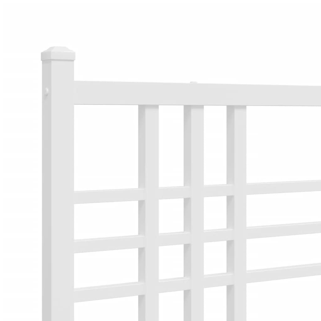 White Metal Bed Frame with Footboard, 120x200cm, No Mattress
