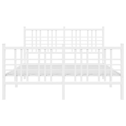 White Metal Bed Frame with Footboard - 137x190cm, No Mattress