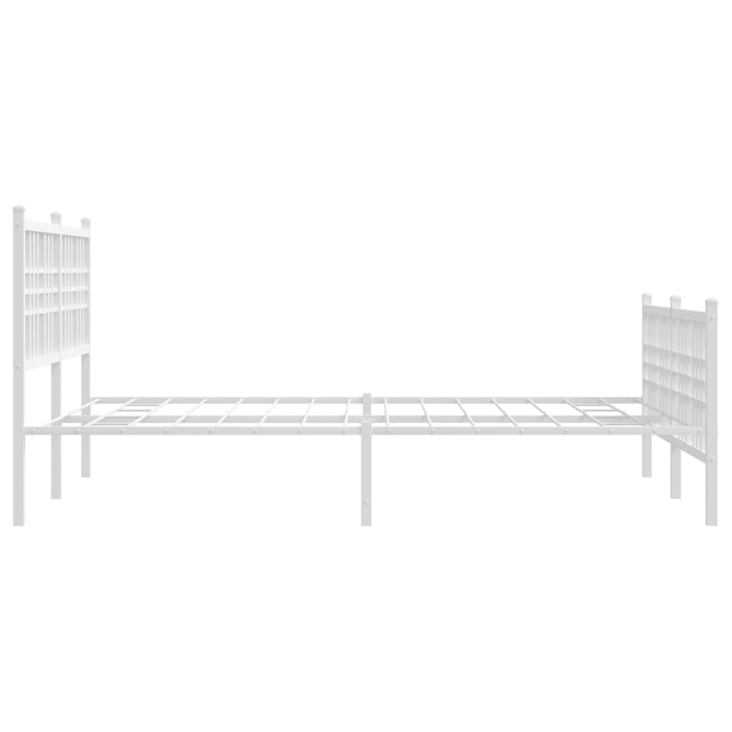 White Metal Bed Frame with Footboard - 137x190cm, No Mattress