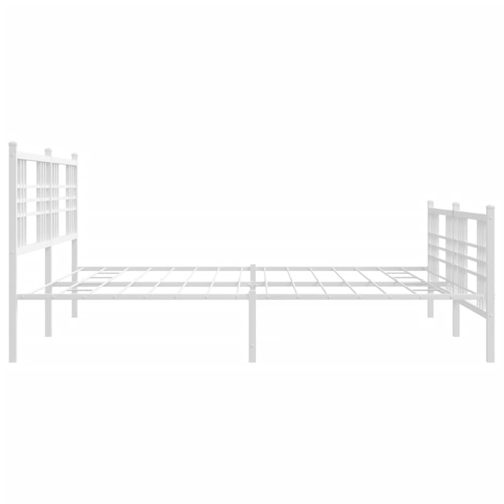 White Metal Bed Frame with Footboard - 183x213cm, No Mattress