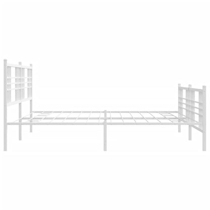 White Metal Bed Frame with Footboard - 183x213cm, No Mattress