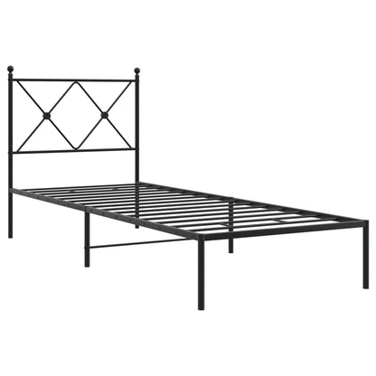 Black Metal Bed Frame with Headboard 75x190cm - No Mattress