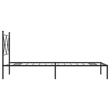 Black Metal Bed Frame with Headboard 75x190cm - No Mattress