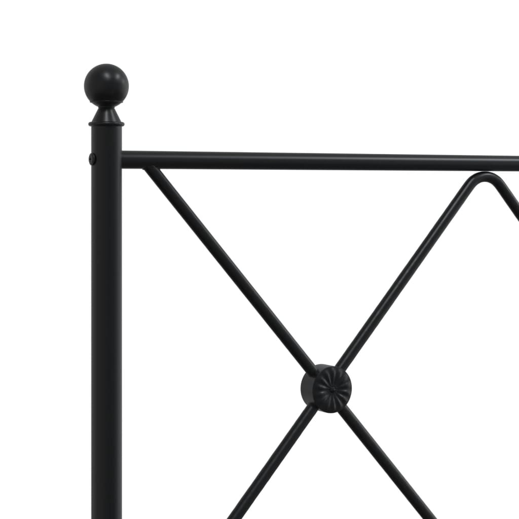 Sleek Black Metal Bed Frame with Headboard 80x200cm - No Mattress