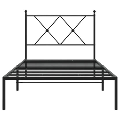 Black Metal Bed Frame with Headboard 90x190cm - No Mattress Included
