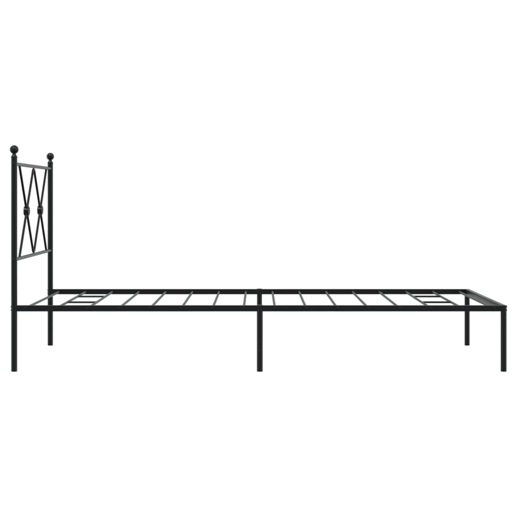 Black Metal Bed Frame with Headboard 90x190cm - No Mattress Included
