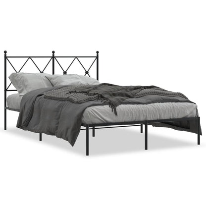 Black Metal Bed Frame with Headboard 120x190cm - No Mattress