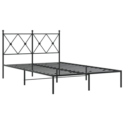 Black Metal Bed Frame with Headboard 120x190cm - No Mattress