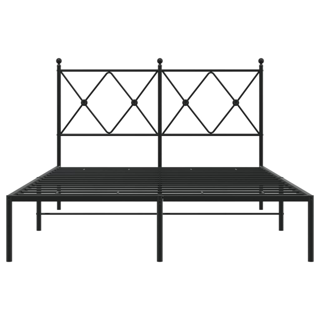 Black Metal Bed Frame with Headboard 120x190cm - No Mattress
