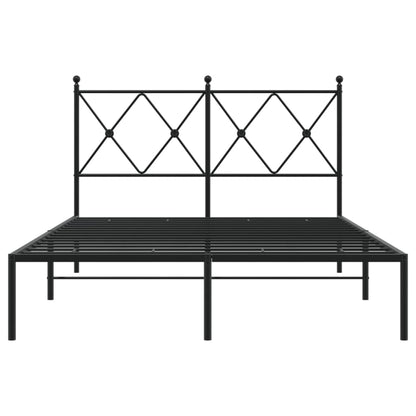 Black Metal Bed Frame with Headboard 120x190cm - No Mattress