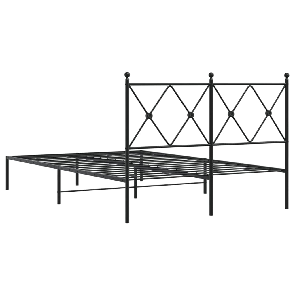 Black Metal Bed Frame with Headboard 120x190cm - No Mattress