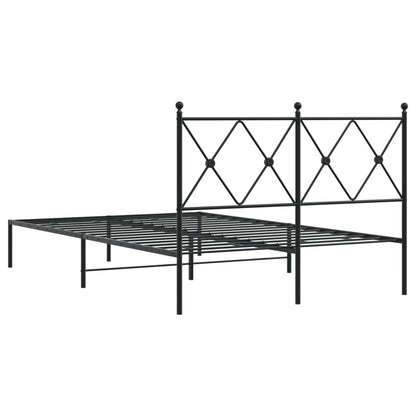 Black Metal Bed Frame with Headboard 120x190cm - No Mattress