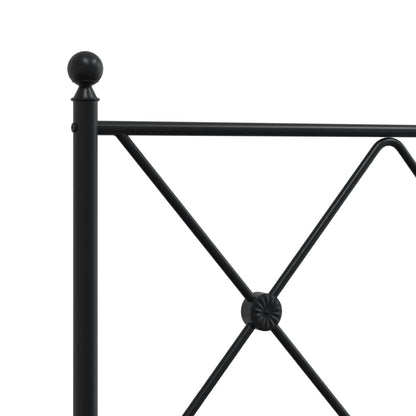 Black Metal Bed Frame with Headboard 120x190cm - No Mattress