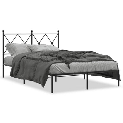 Sleek Black Metal Bed Frame with Headboard 120x200cm - No Mattress