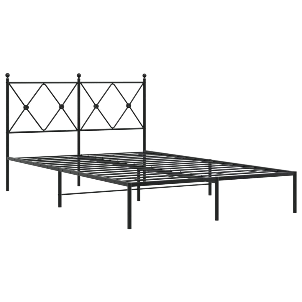 Sleek Black Metal Bed Frame with Headboard 120x200cm - No Mattress