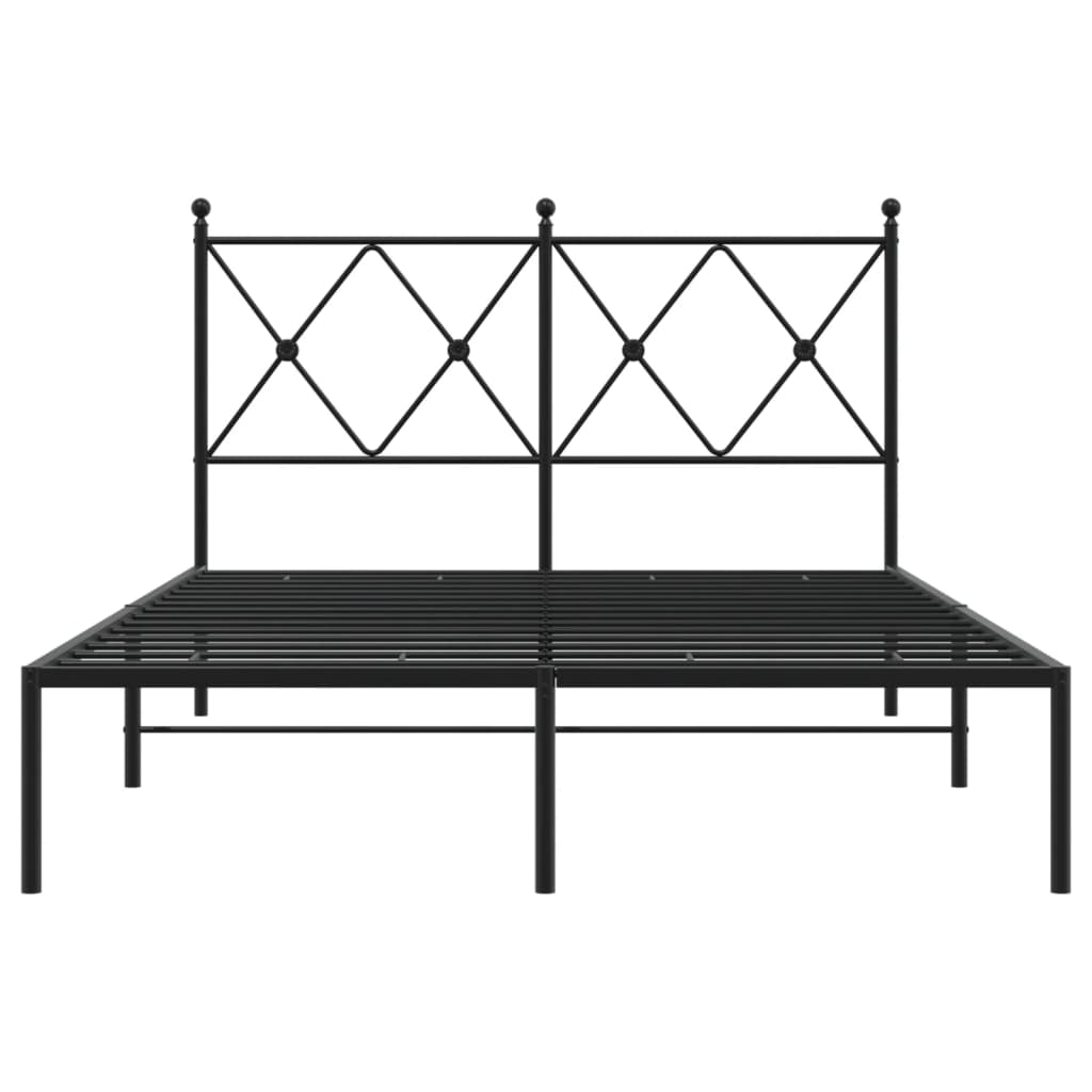 Sleek Black Metal Bed Frame with Headboard 120x200cm - No Mattress