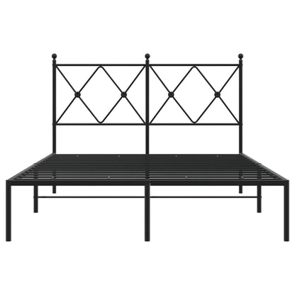 Sleek Black Metal Bed Frame with Headboard 120x200cm - No Mattress
