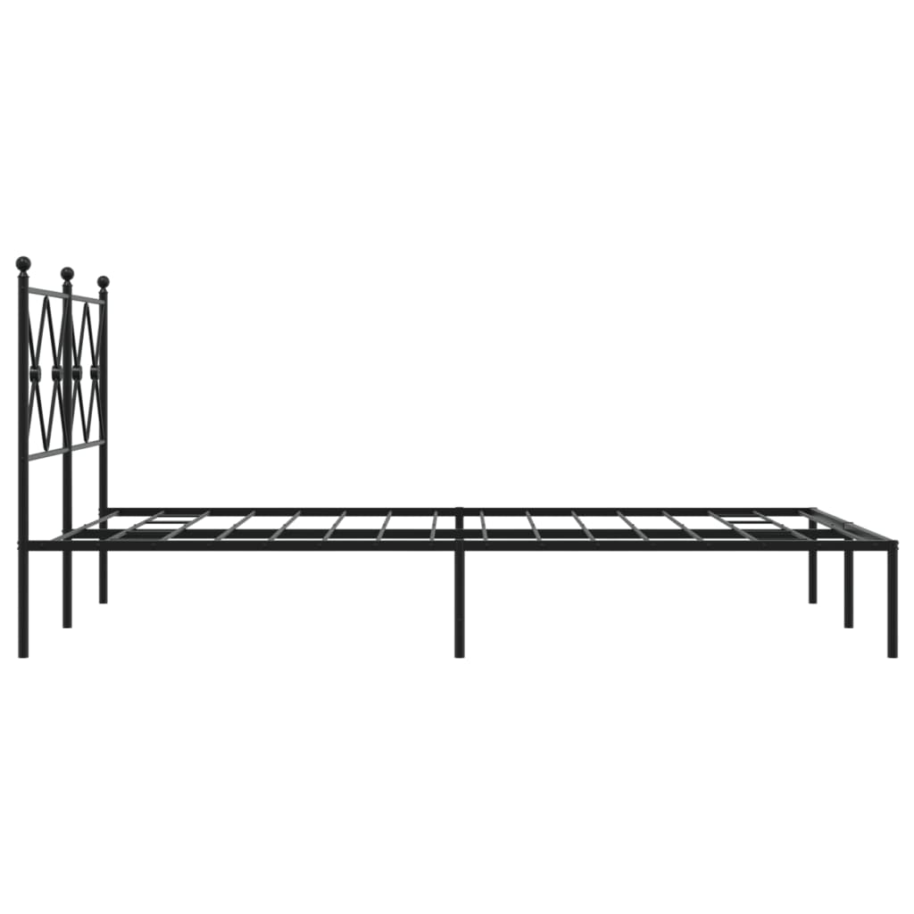 Sleek Black Metal Bed Frame with Headboard 120x200cm - No Mattress
