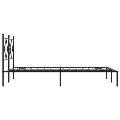 Sleek Black Metal Bed Frame with Headboard 120x200cm - No Mattress
