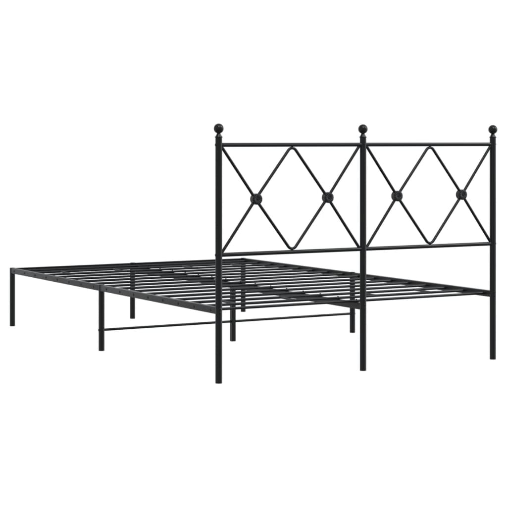 Sleek Black Metal Bed Frame with Headboard 120x200cm - No Mattress