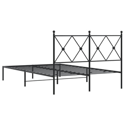 Sleek Black Metal Bed Frame with Headboard 120x200cm - No Mattress