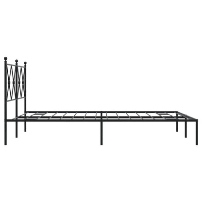 Black Metal Bed Frame with Headboard 135x190cm, No Mattress