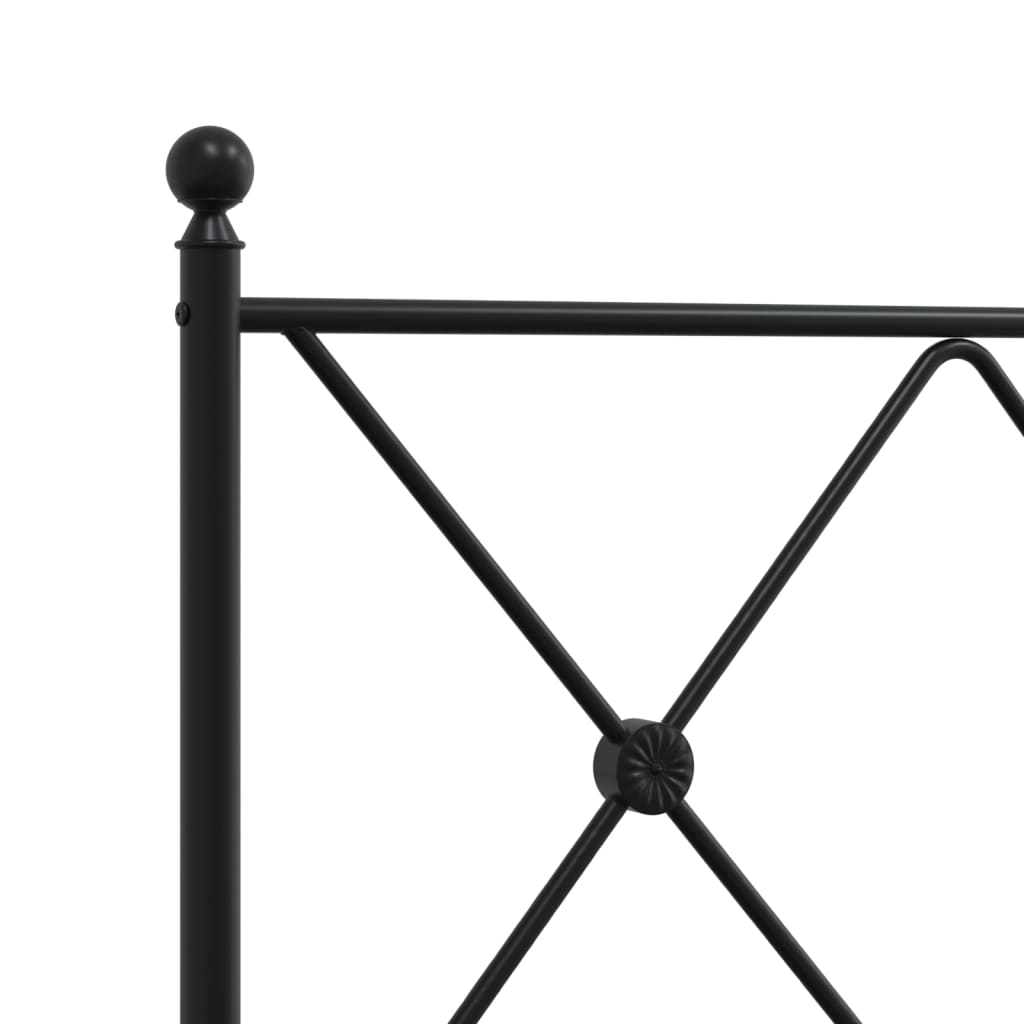Black Metal Bed Frame with Headboard 135x190cm, No Mattress