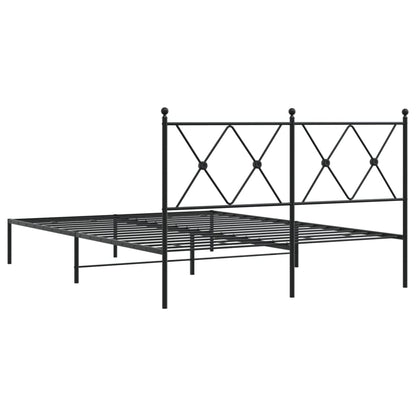 Sleek Black Metal Bed Frame with Headboard 140x190cm