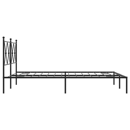 Black Metal Bed Frame with Headboard - 140x200cm Sturdy Design