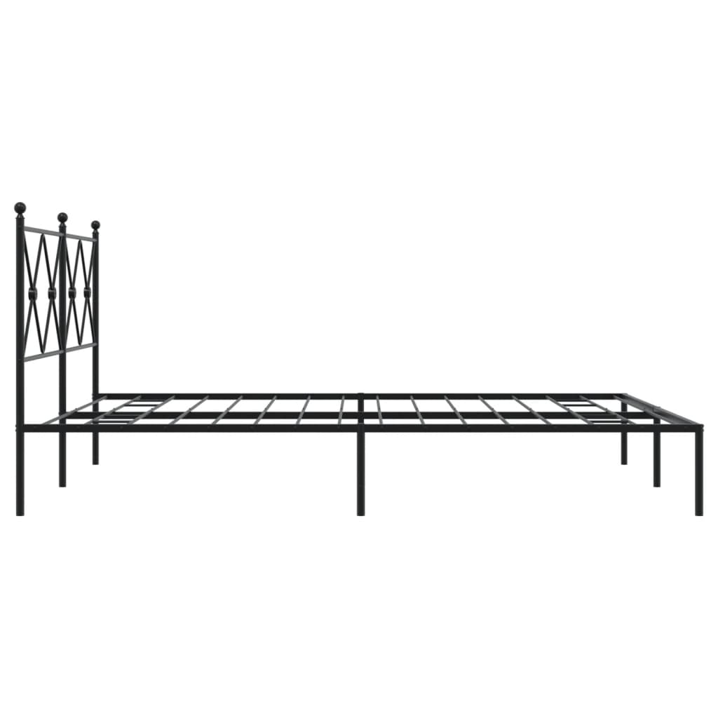 Black Metal Bed Frame with Headboard - Sturdy 150x200cm Design