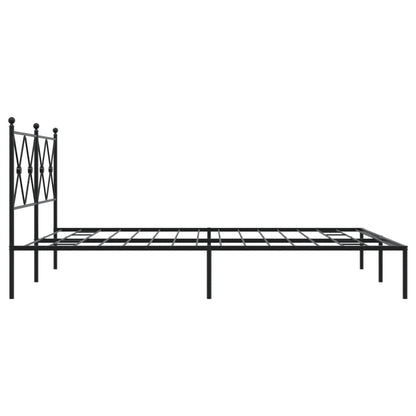 Black Metal Bed Frame with Headboard - Sturdy 150x200cm Design