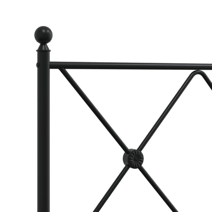 Black Metal Bed Frame with Headboard – 183x213cm Sturdy Design