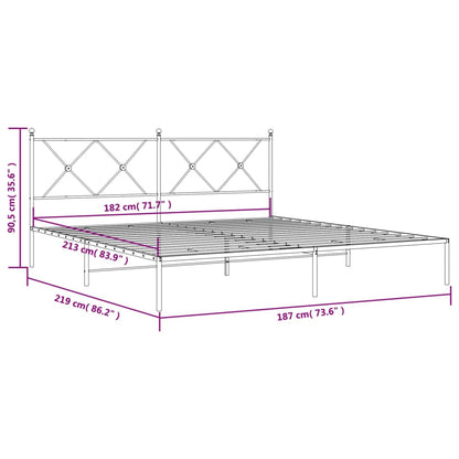 Black Metal Bed Frame with Headboard – 183x213cm Sturdy Design