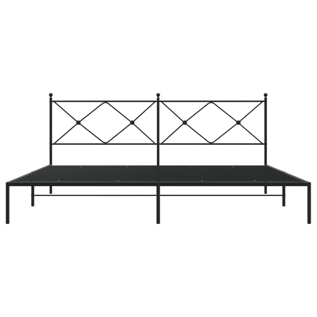 Black Metal Bed Frame with Headboard 200x200cm - No Mattress
