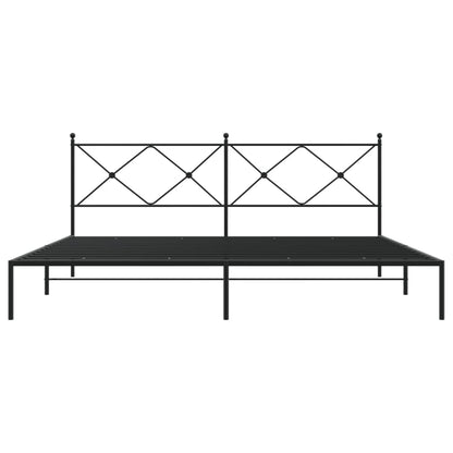 Black Metal Bed Frame with Headboard 200x200cm - No Mattress