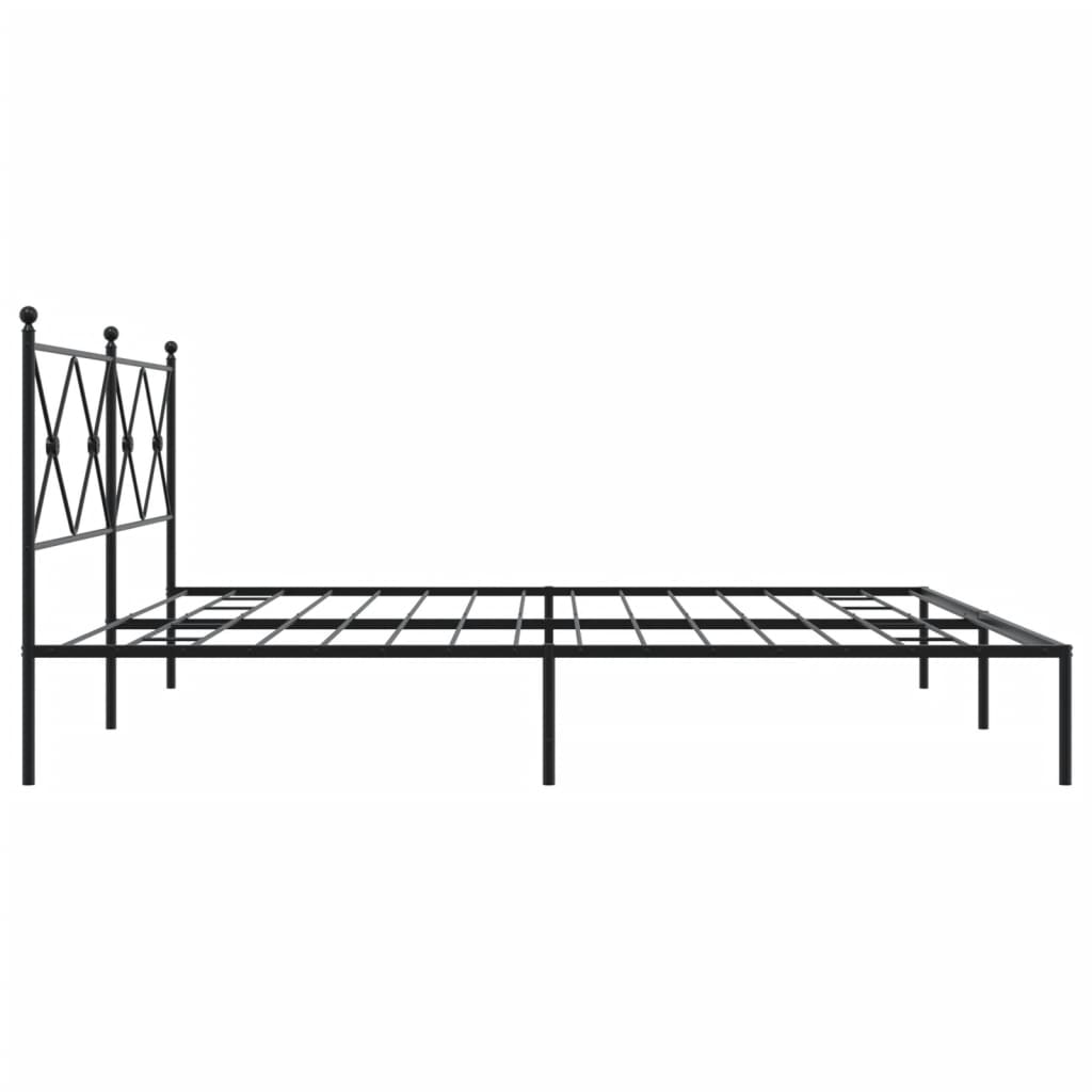 Black Metal Bed Frame with Headboard 200x200cm - No Mattress