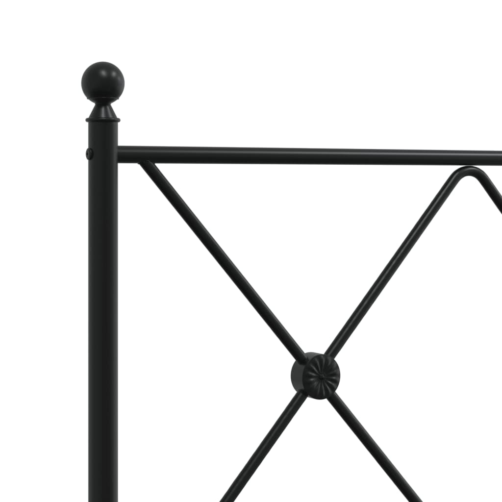 Sleek Black Metal Bed Frame with Footboard - 75x190cm, No Mattress