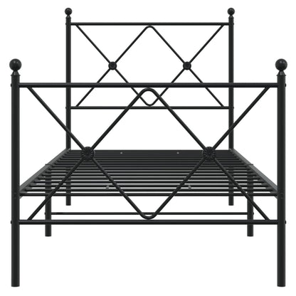 Sleek Black Metal Bed Frame with Footboard - 80x200cm