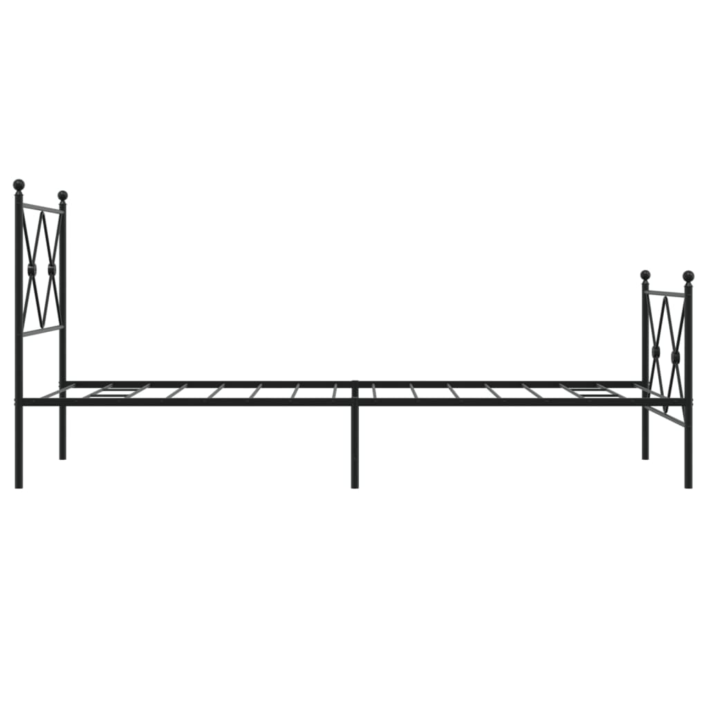 Sleek Black Metal Bed Frame with Footboard - 80x200cm