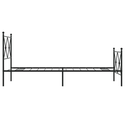 Sleek Black Metal Bed Frame with Footboard - 80x200cm