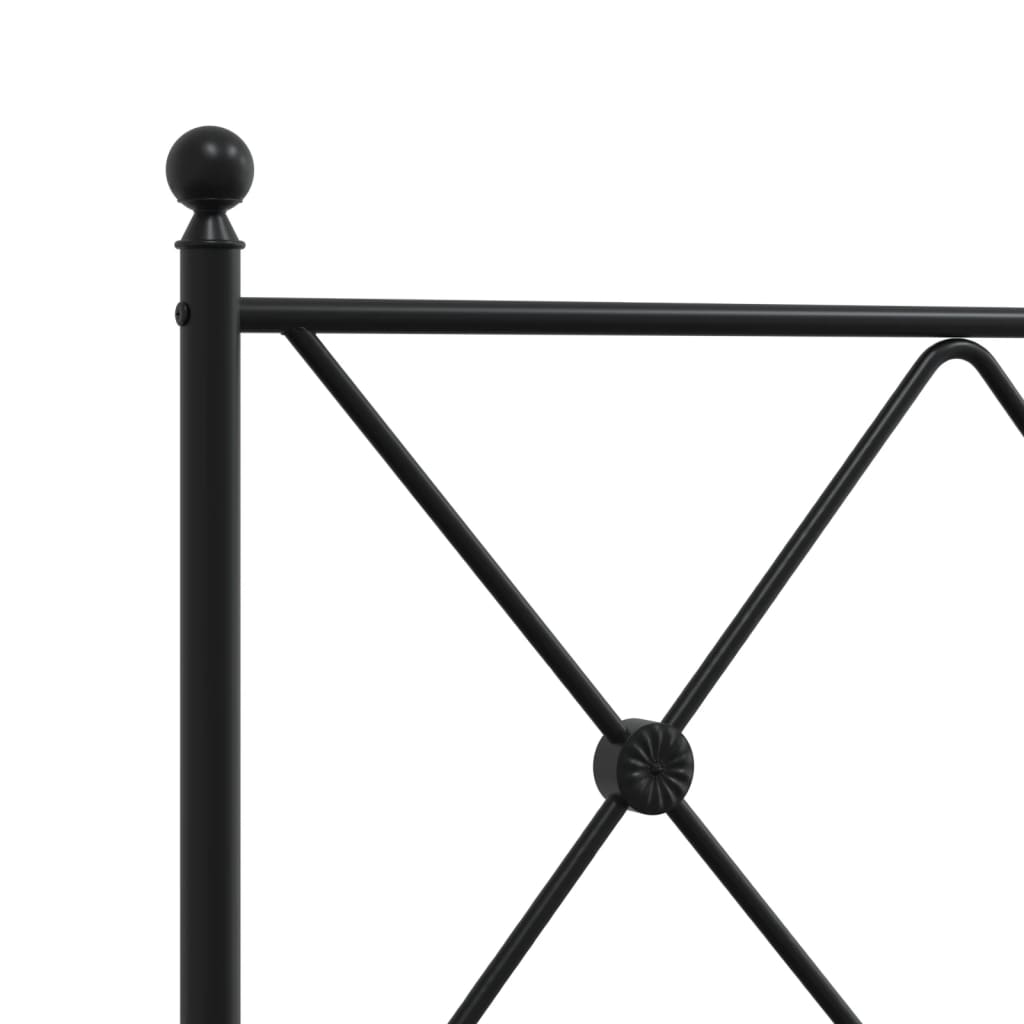 Sleek Black Metal Bed Frame with Footboard - 80x200cm
