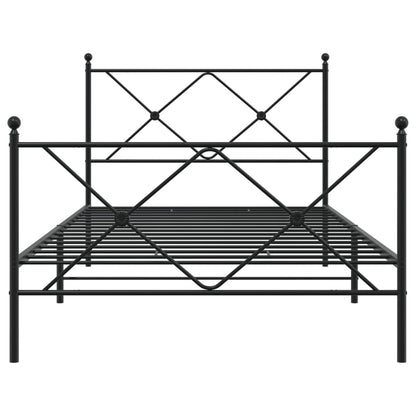 Sleek Black Metal Bed Frame with Footboard 100x190cm - No Mattress