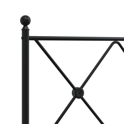 Elegant Black Metal Bed Frame with Footboard, 120x190cm