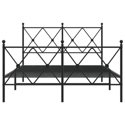 Black Metal Bed Frame with Footboard - 120x200cm, No Mattress