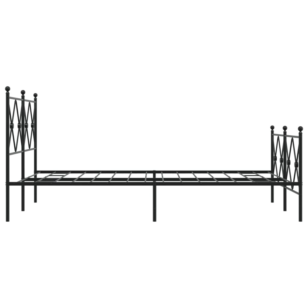 Black Metal Bed Frame with Footboard - 120x200cm, No Mattress