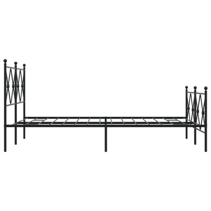 Black Metal Bed Frame with Footboard - 120x200cm, No Mattress