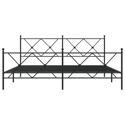 Metal Bed Frame without Mattress with Footboard Black 183x213cm