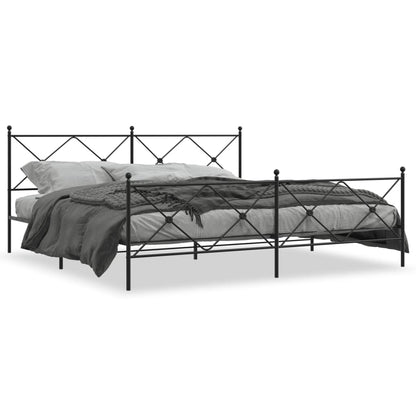 Sturdy Black Metal Bed Frame with Footboard 193x203cm